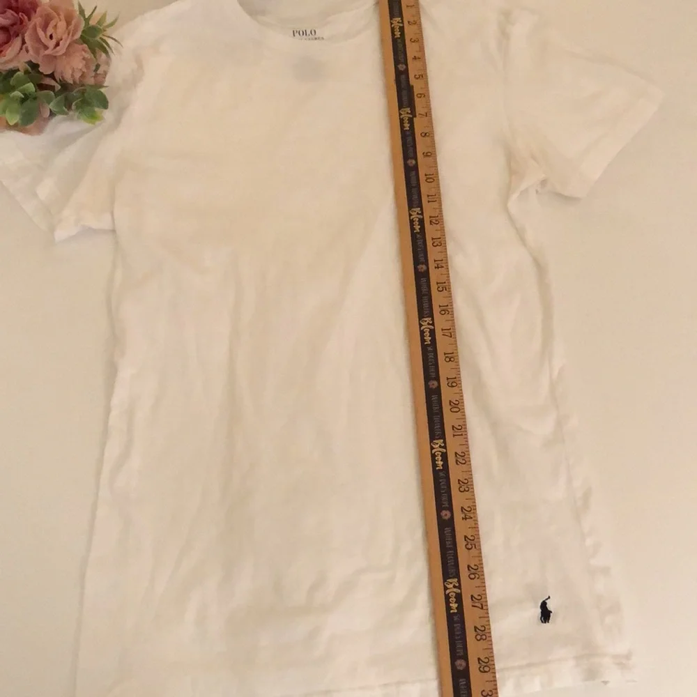 Polo Ralph Lauren Basic White T Shirt Polo T Shirt Large Logo along bottom